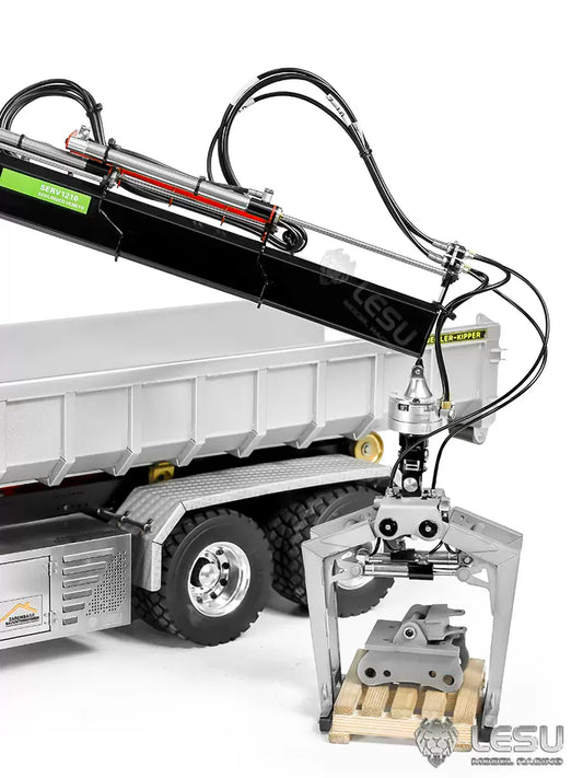 (LS-A0047)1/14遙控金屬液壓滾裝隨車吊全卸車抱磚夾